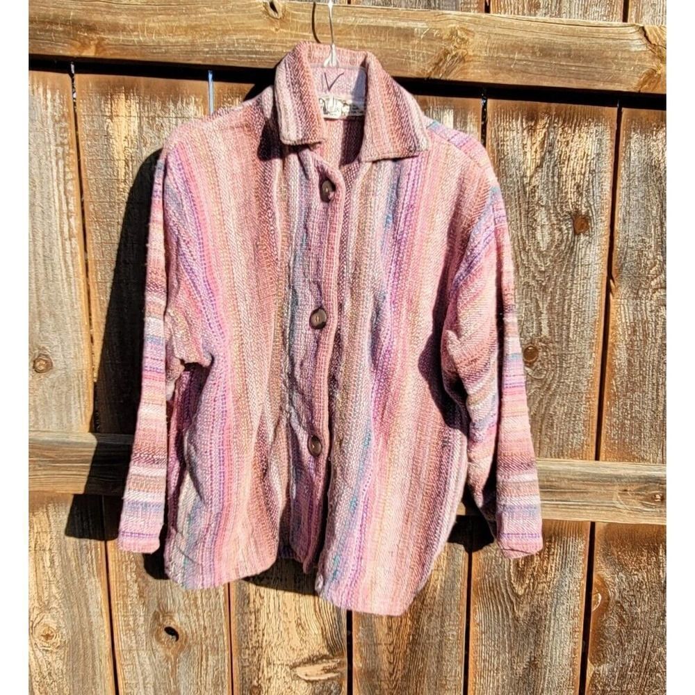 FIBER ARTIST Elizabeth Jenkins Handwoven VTG Pink Jacket Coat New Mexico M L XL